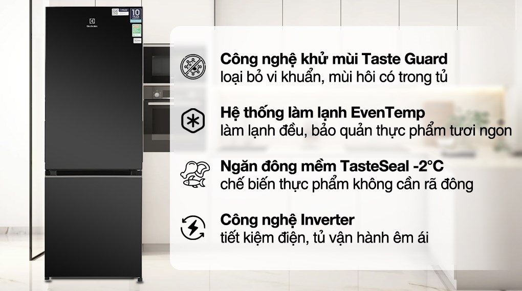 Tủ lạnh Electrolux Inverter 308 Lít EBB3402K-H
