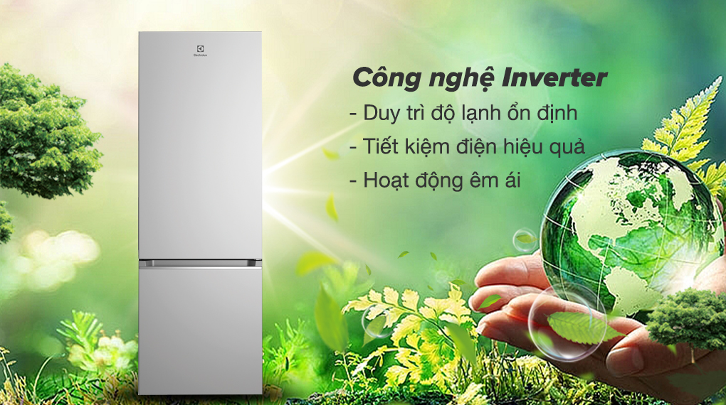 Tủ lạnh Electrolux Inverter 335 Lít EBB3702K-A - Công nghệ Inverter giúp tủ hoạt động êm ái, duy trì nhiệt độ ổn định mà vẫn mang lại hiệu quả tiết kiệm điện