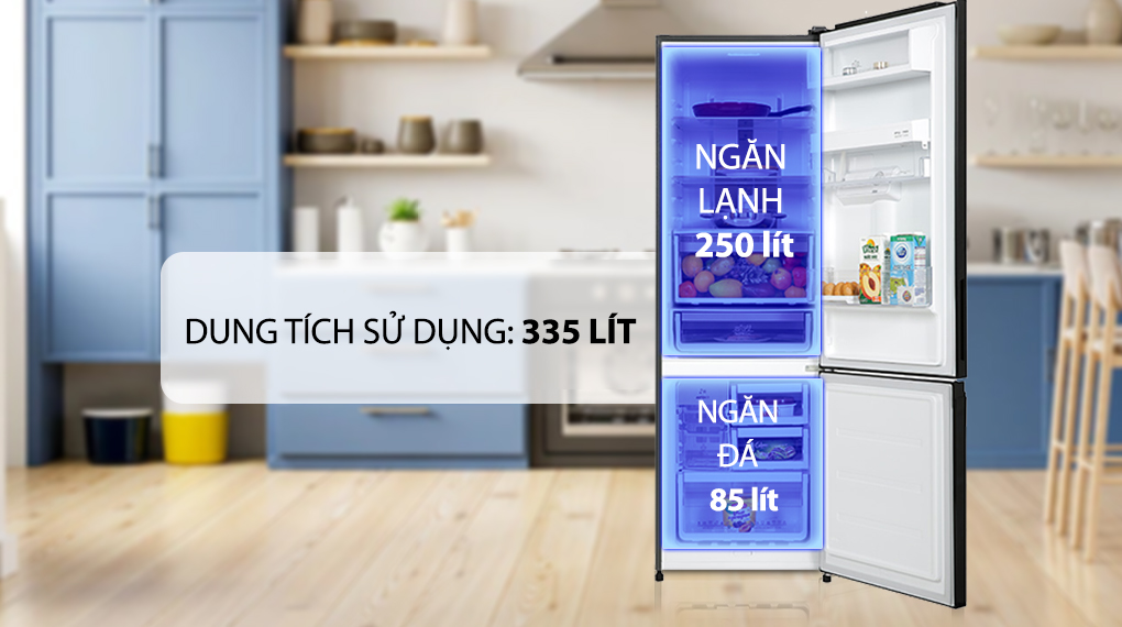 Tủ lạnh Electrolux Inverter 335 Lít EBB3762K-H - Ngăn lạnh và ngăn đá