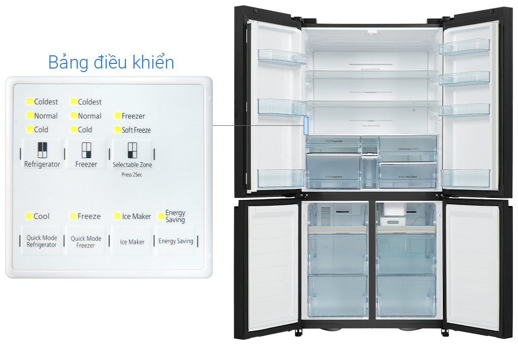 Tủ lạnh Hitachi Inverter 569 lít Multi Door R-WB640PGV1 GCK Màu Đen