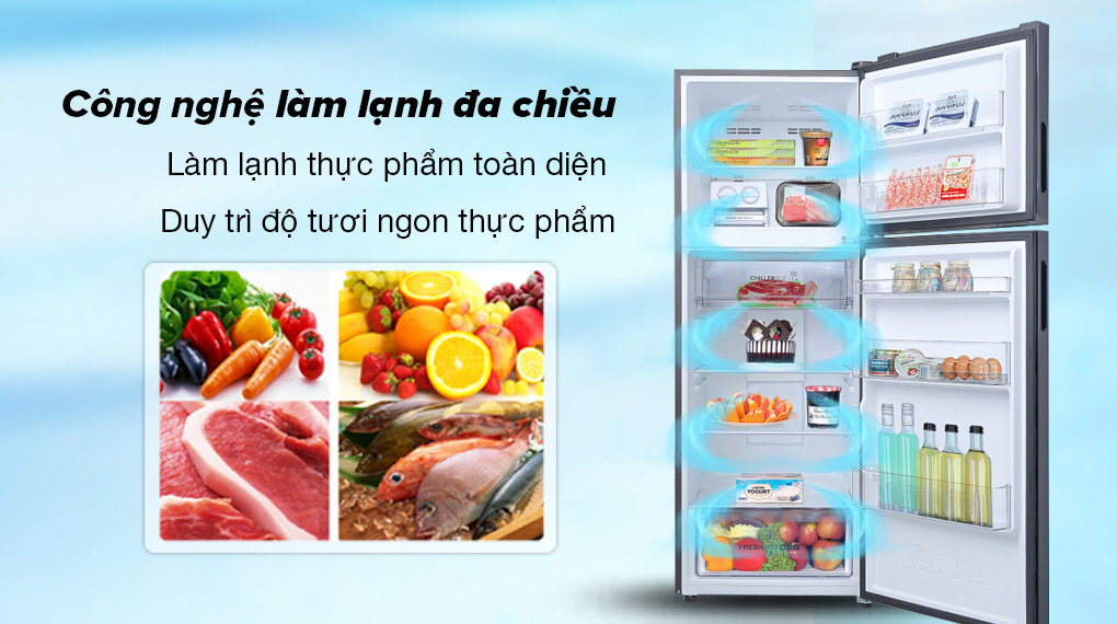 Tủ lạnh Aqua Inverter 357 lít AQR-T376FA(FB) - Công nghệ làm lạnh đa chiều giúp làm lạnh thực phẩm toàn diện 