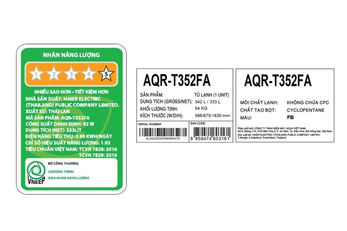 Tủ lạnh Aqua Inverter 333 lít AQR-T352FA(FB) Màu Đen