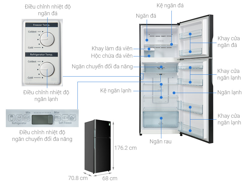 Tủ lạnh Hitachi Inverter 406 lít R-FVX510PGV9 GBK