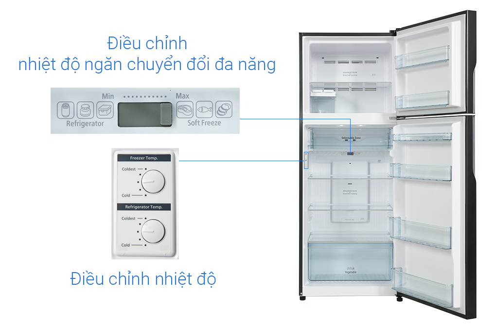 Tủ lạnh Hitachi Inverter 406 lít R-FVX510PGV9 GBK Màu Đen