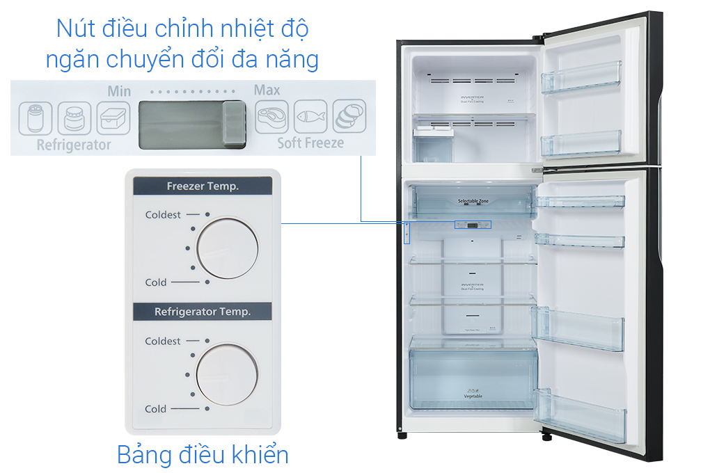 Tủ lạnh Hitachi Inverter 366 lít R-FVX480PGV9 GBK Màu Đen