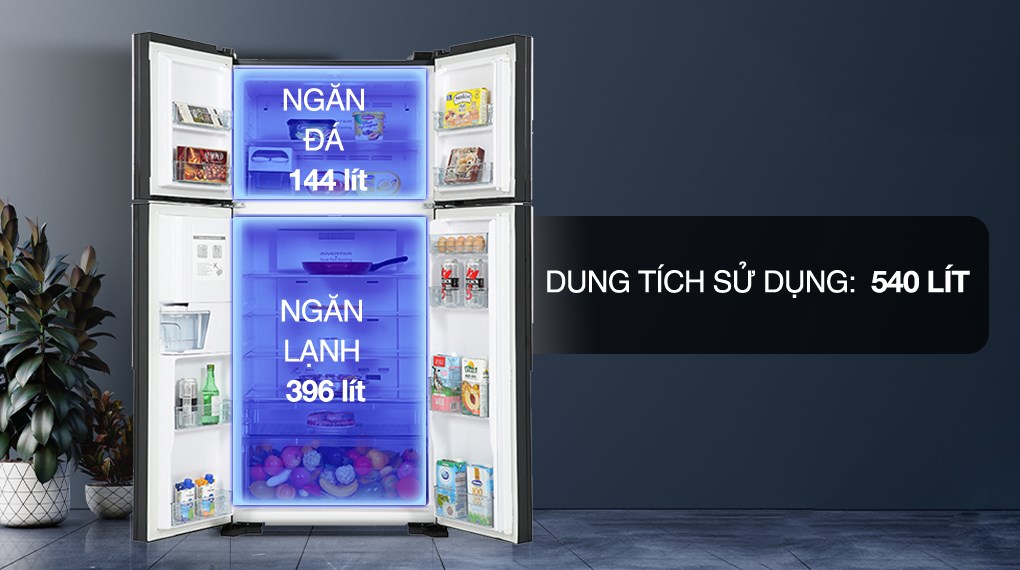 Tủ lạnh Hitachi Inverter 540 lít Multi Door R-FW690PGV7 GBK