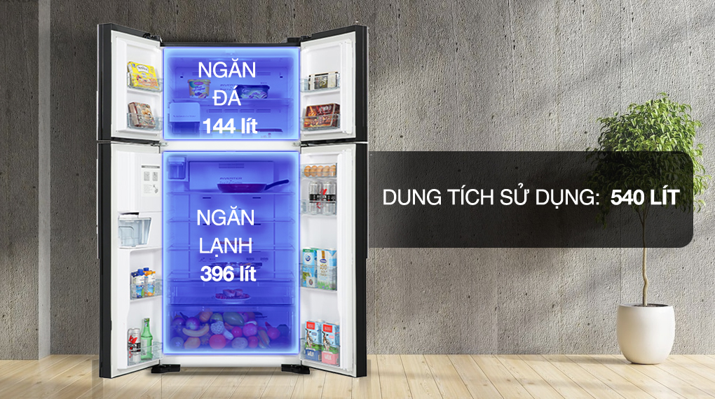 Tủ lạnh Hitachi Inverter 540 lít R-FW690PGV7X GBK - Ngăn đá và ngăn lạnh