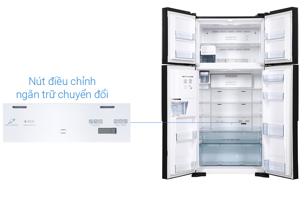 Tủ lạnh Hitachi Inverter 540 lít Multi Door R-FW690PGV7X GBK Màu Đen