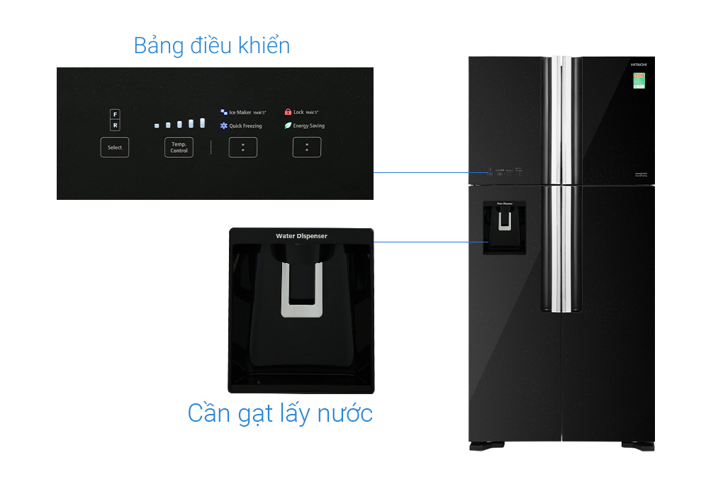 Tủ lạnh Hitachi Inverter 540 lít Multi Door R-FW690PGV7X GBK Màu Đen