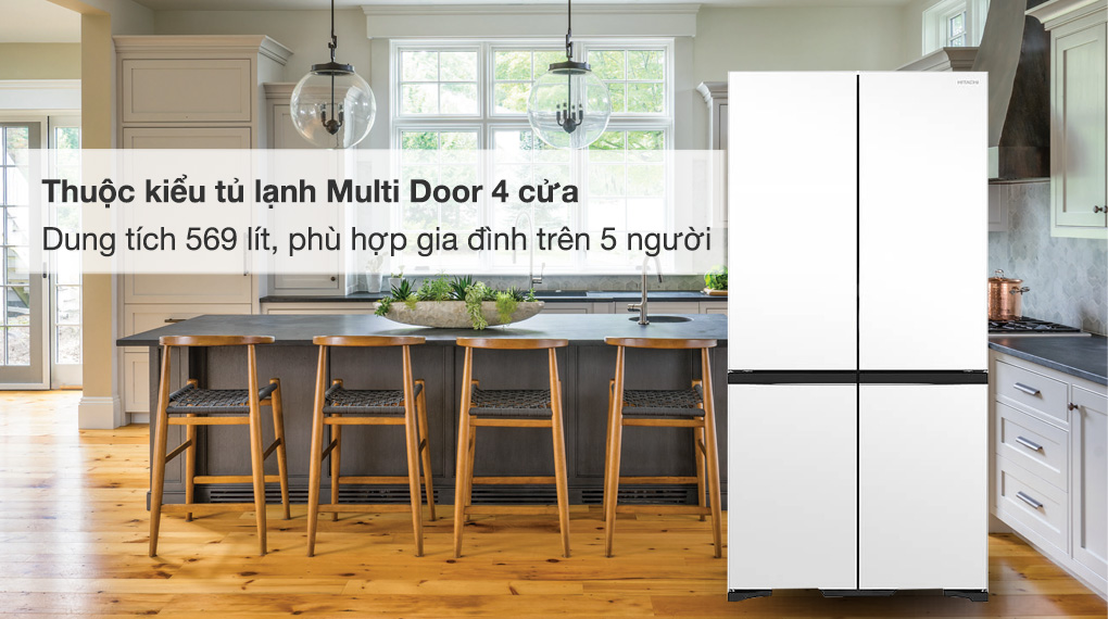 Tủ lạnh Hitachi Inverter 569 lít R-WB640VGV0X - Thuộc kiểu tủ lạnh Multi Door, phù hợp gia đình trên 5 người 