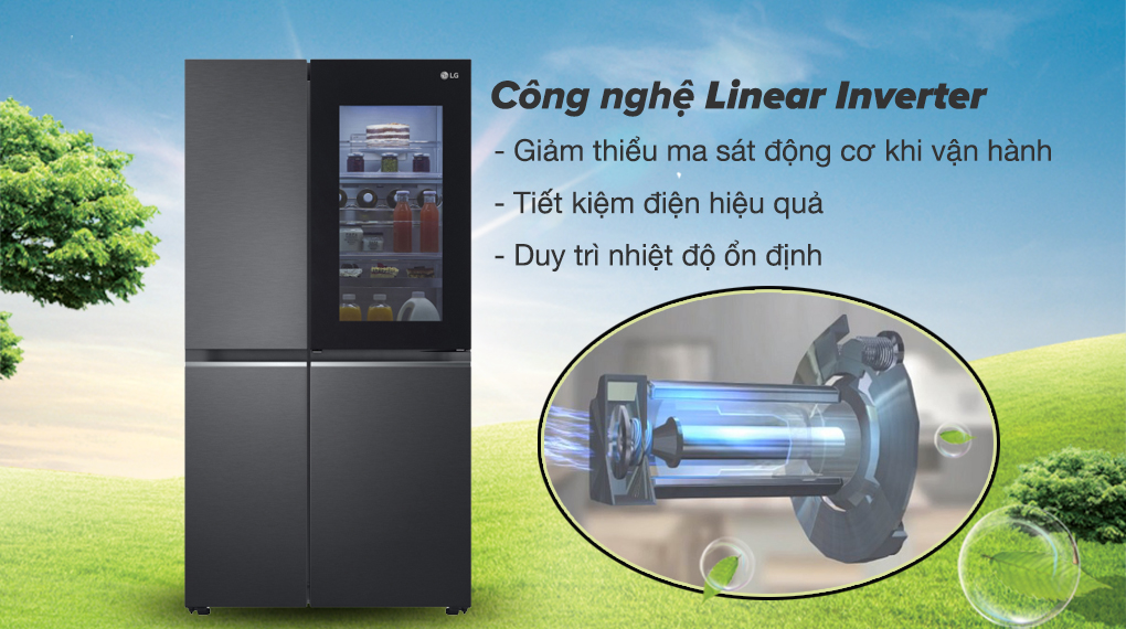Tủ lạnh LG Inverter 655 lít GR-Q257MC - Công nghệ Linear Inverter tiết kiệm điện, duy trì nhiệt độ ổn định 