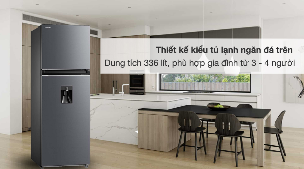 Tủ lạnh Toshiba Inverter 336 lít GR-RT435WEA-PMV(06)-MG - Thuộc kiểu tủ lạnh ngăn đá trên, dung tích 336 lít phù hợp gia đình từ 3 - 4 người 