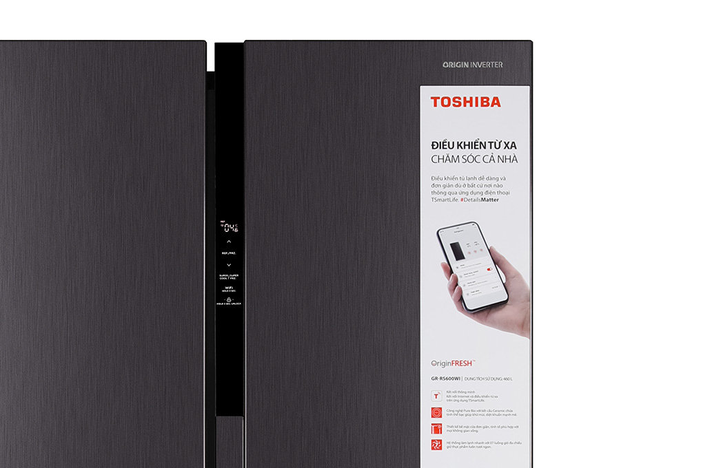 Tủ lạnh Toshiba Inverter 460 lít Side By Side GR-RS600WI-PMV(37)-SG Màu Đen - Xám