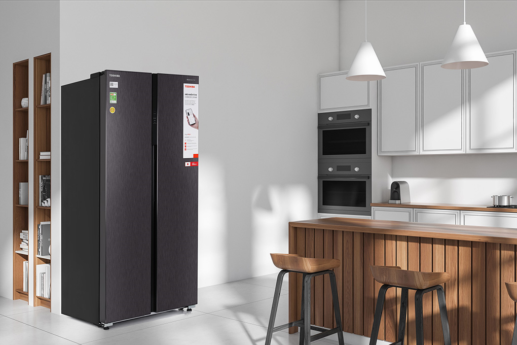 Tủ lạnh Toshiba Inverter 460 lít Side By Side GR-RS600WI-PMV(37)-SG Màu Đen - Xám
