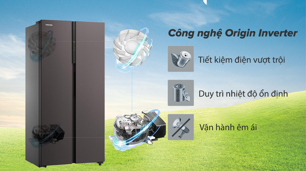 Tủ lạnh Toshiba Inverter 460 lít GR-RS600WI-PMV(37)-SG - Công nghệ Origin Inverter vận hành êm ái, cho khả năng tiết kiệm điện tối ưu