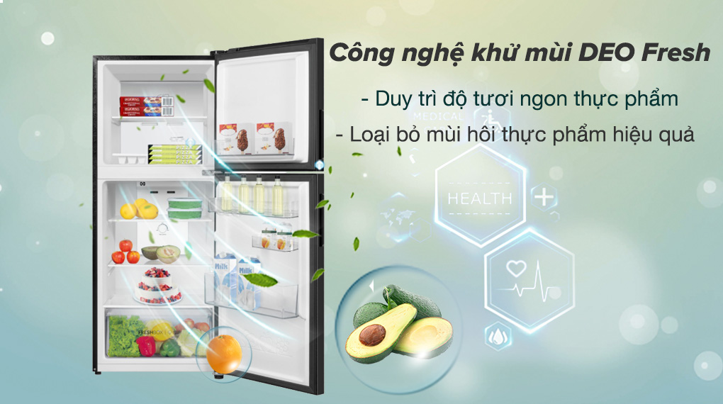 Tủ lạnh Aqua Inverter 189 lít AQR-T220FA(FB) - Công nghệ kháng khuẩn DEO Fresh duy trì độ tươi ngon thực phẩm và khử mùi hôi hiệu quả