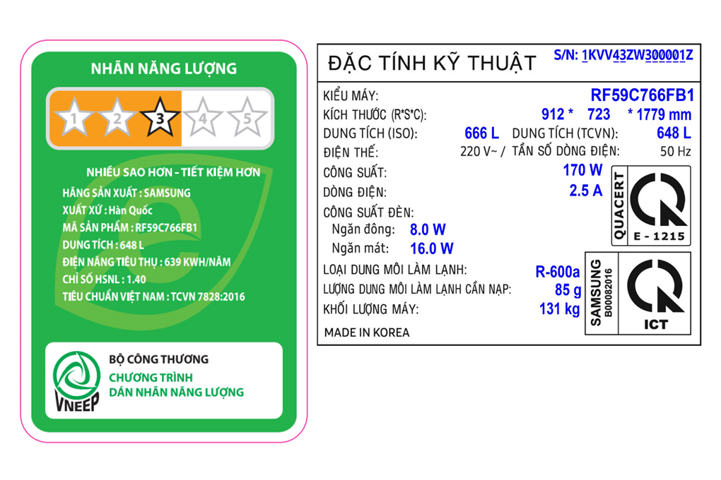 Tủ lạnh Samsung Inverter 648 lít Multi Door RF59C766FB1/SV Màu Đen