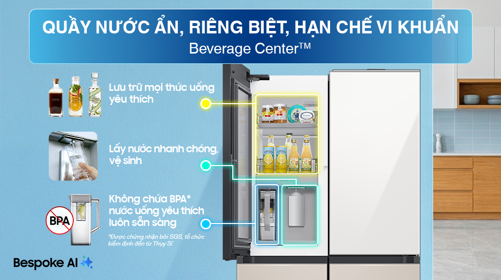 Tủ lạnh Samsung Inverter 648 lít Multi Door Bespoke Door-in-Door RF59CB66F8S/SV