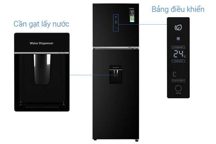 Tủ lạnh Aqua Inverter 347 lít AQR-T400FA(WFB) Màu Đen