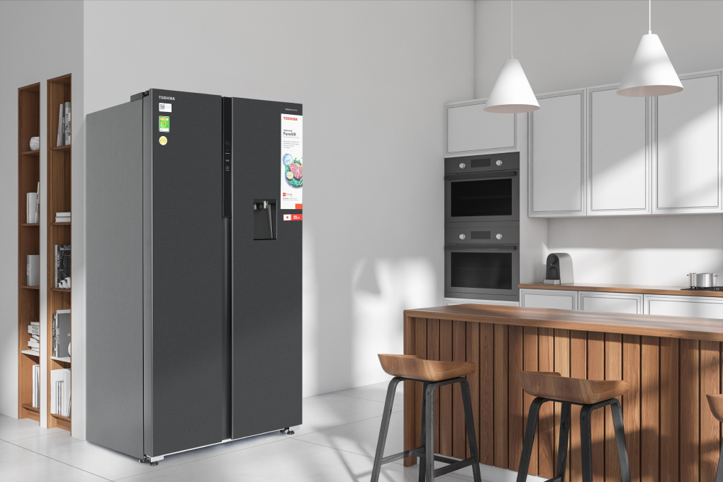 Tủ lạnh Toshiba Inverter 596 lít Side By Side GR-RS775WI-PMV(06)-MG Màu Đen - Xám