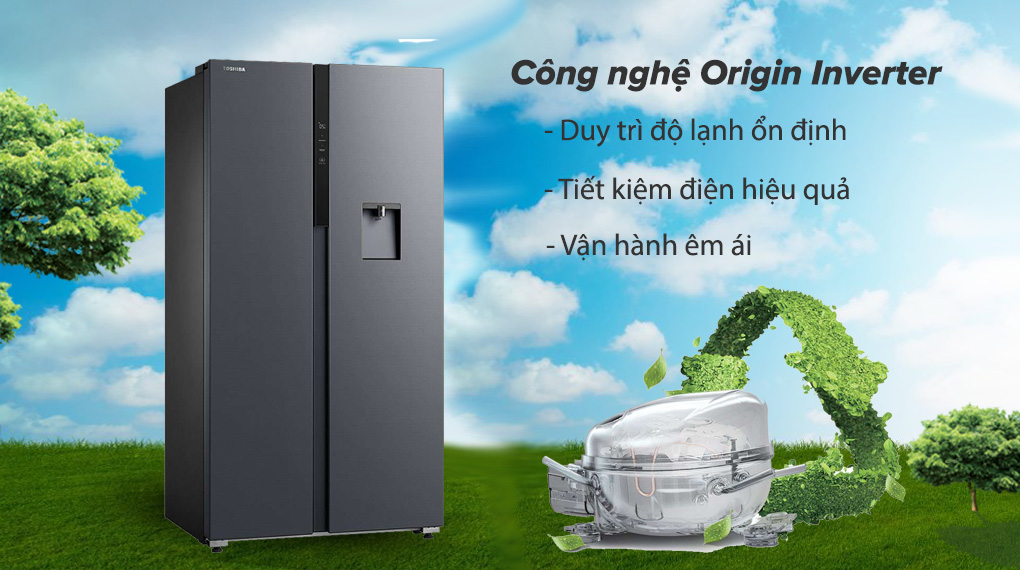 Tủ lạnh Toshiba Inverter 596 lít GR-RS775WI-PMV(06)-MG - Công nghệ Origin Inverter tiết kiệm hiệu quả, duy trì độ lạnh ổn định và vận hành êm ái