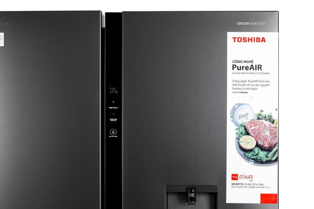 Tủ lạnh Toshiba Inverter 596 lít Side By Side GR-RS775WI-PMV(06)-MG Màu Đen - Xám
