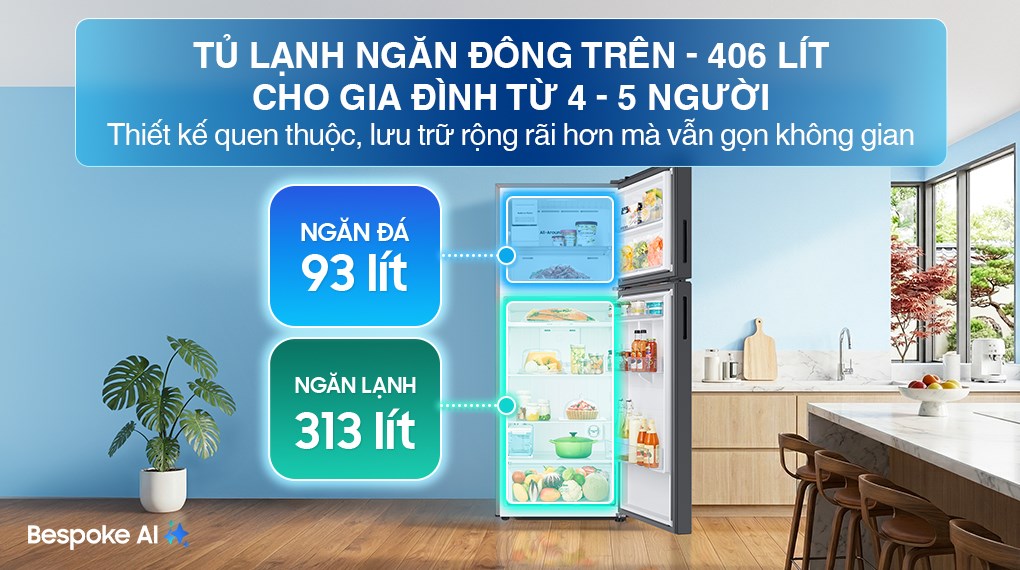 Tủ lạnh Samsung Inverter 406 lít Bespoke RT42CB6784C3SV