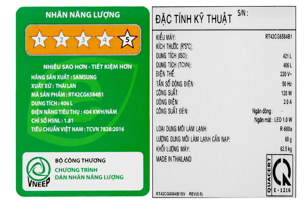 Tủ lạnh Samsung Inverter 406 lít RT42CG6584B1SV Màu Ghi đen