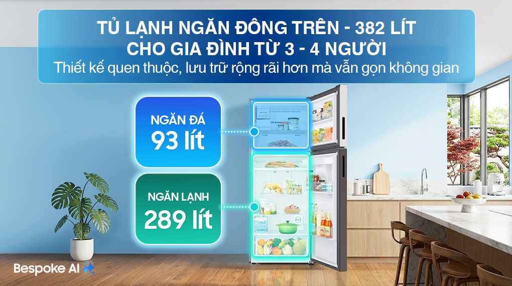 Tủ lạnh Samsung Inverter 382 lít Bespoke RT38CB6784C3SV