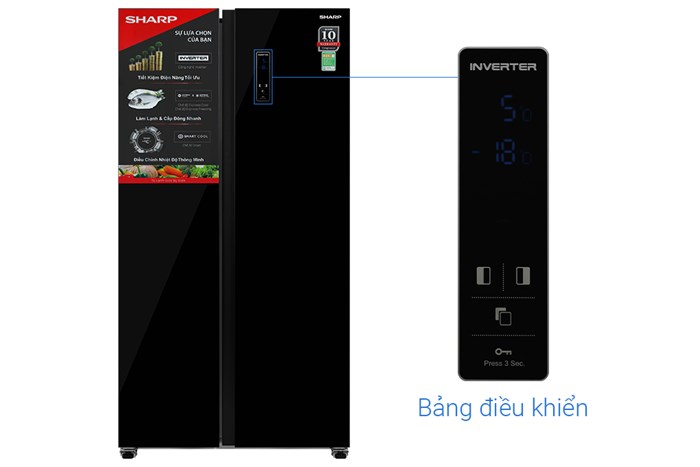 Tủ lạnh Sharp Inverter 442 lít Side By Side SJ-SBX440VG-BK Màu Đen