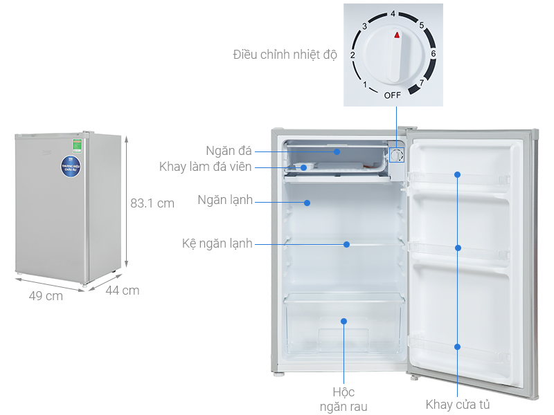 Tủ lạnh Beko 90 lít RS9052S