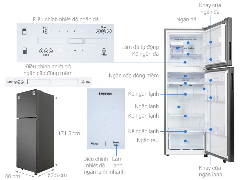 Tủ lạnh Samsung Inverter 305 lít Bespoke RT31CG5424B1SV