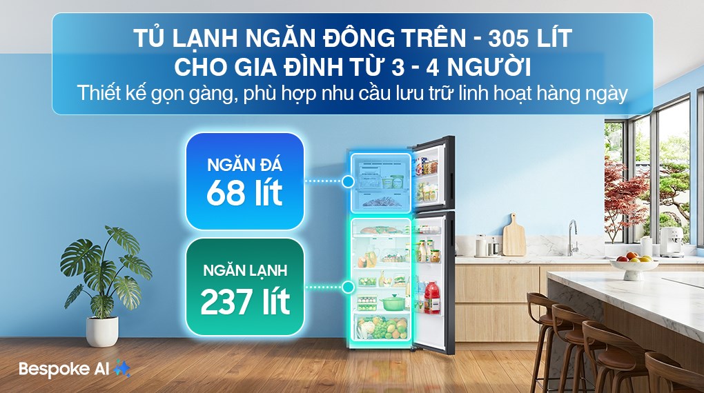 Tủ lạnh Samsung Inverter 305 lít Bespoke RT31CB56248ASV