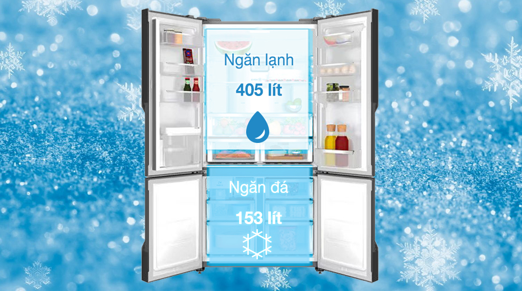 Tủ Lạnh Electrolux Inverter 562 lít EQE5660A-B - Dung tích ngăn lạnh 409 lít, ngăn đá 153 lít