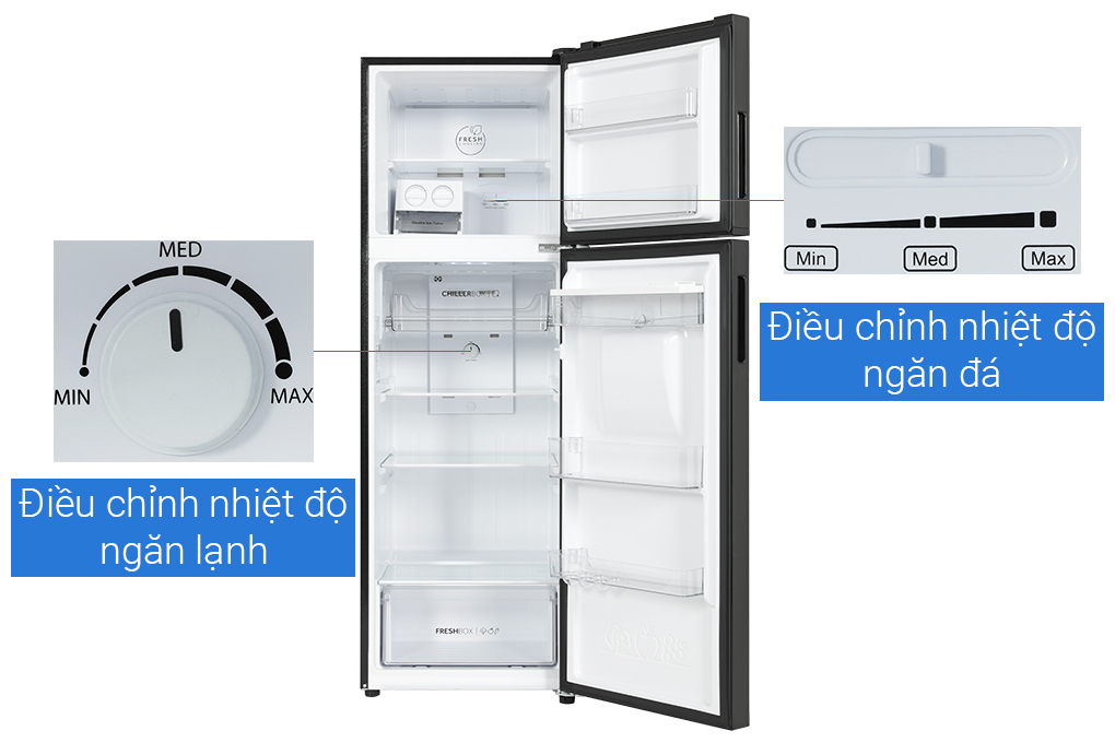 Tủ lạnh Aqua Inverter 279 lít AQR-T300FA(WFB) Màu Đen