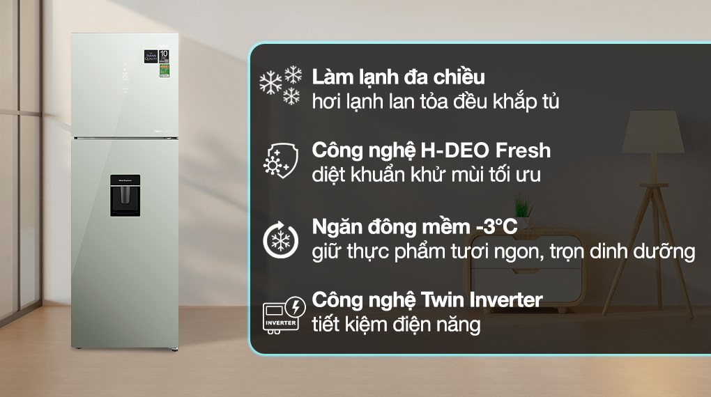 Tủ lạnh Aqua Inverter 347 lít AQR-T390FA(WGM)
