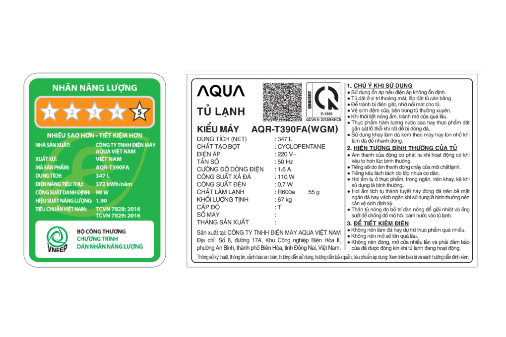 Tủ lạnh Aqua Inverter 347 lít AQR-T390FA(WGM) Màu Màu gương soi