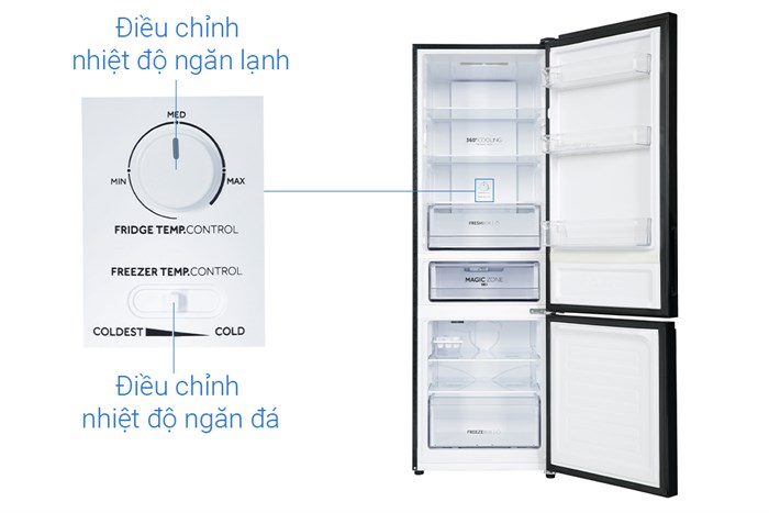 Tủ lạnh Aqua Inverter 324 lít AQR-B390MA(FB) Màu Đen