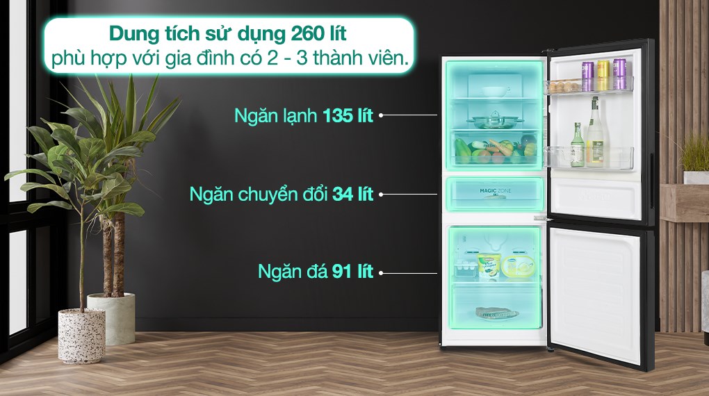 Tủ lạnh Aqua Inverter 260 lít AQR-B310MA(FB)