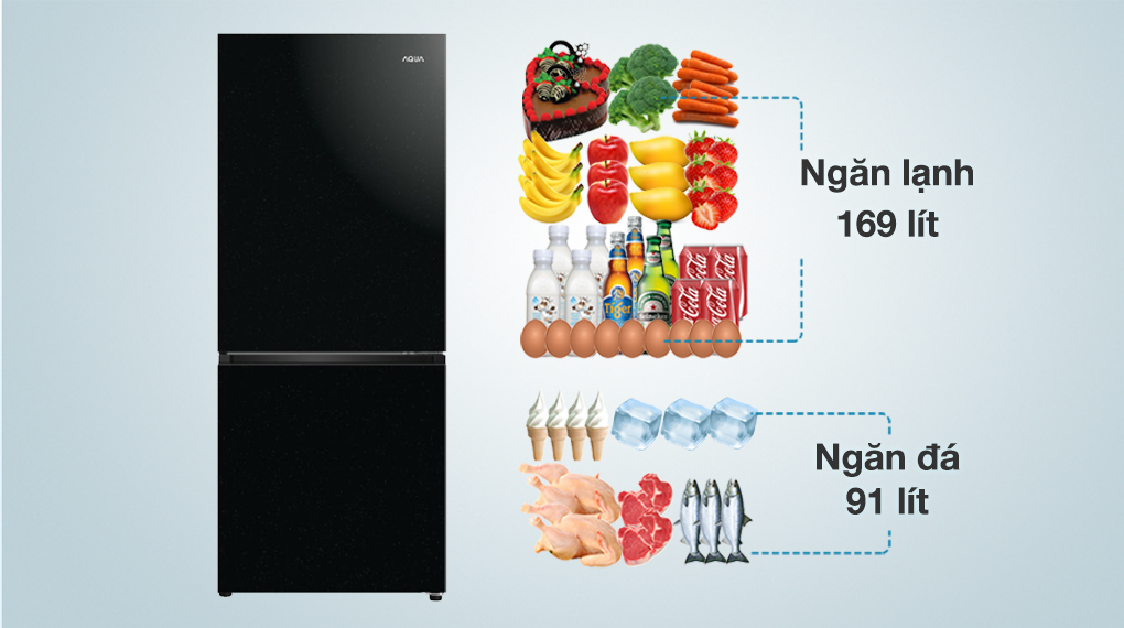 Tủ lạnh Aqua Inverter 260 lít AQR-B310MA(FB) - Dung tích