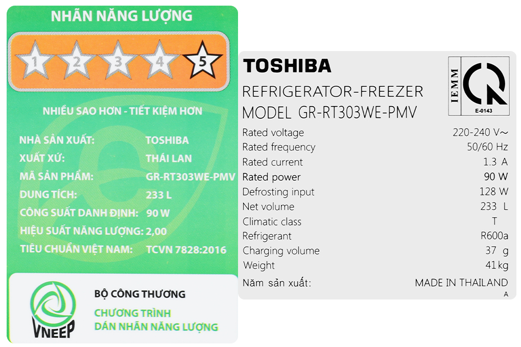 Tủ lạnh Toshiba Inverter 233 lít GR-RT303WE-PMV(52) Màu Xám