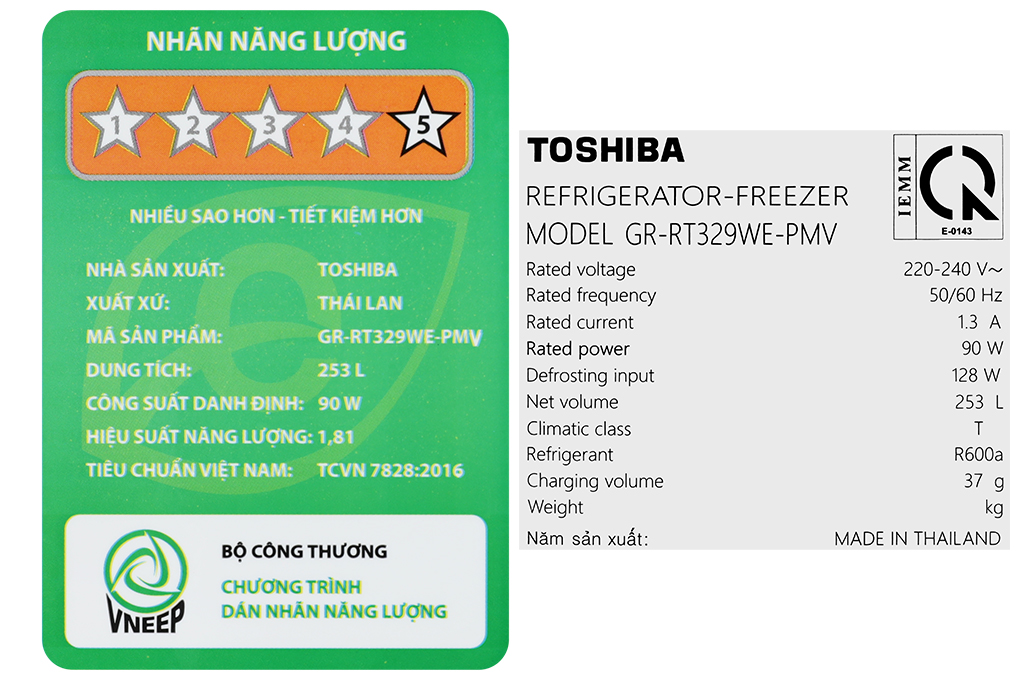 Tủ lạnh Toshiba Inverter 253 lít GR-RT329WE-PMV(52) Màu Xám