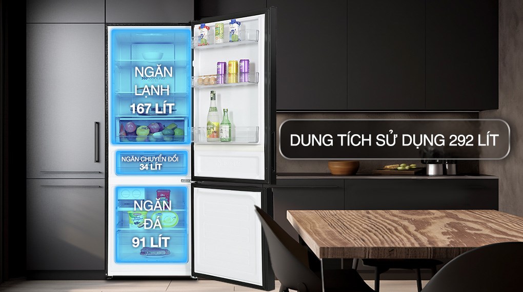 Tủ lạnh Aqua Inverter 292 lít AQR-B350MA(GM)