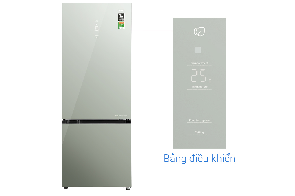 Tủ lạnh Aqua Inverter 292 lít AQR-B350MA(GM) Màu Màu gương soi