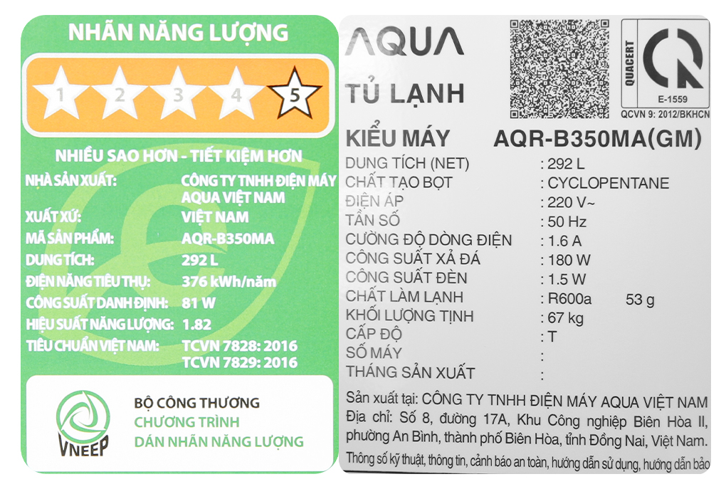 Tủ lạnh Aqua Inverter 292 lít AQR-B350MA(GM) Màu Màu gương soi