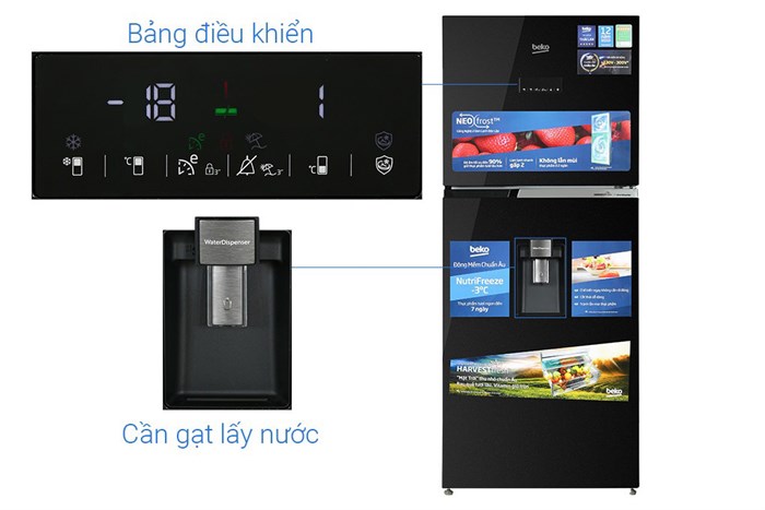Tủ lạnh Beko Inverter 340 lít RDNT371E50VZDHFSU Màu Đen