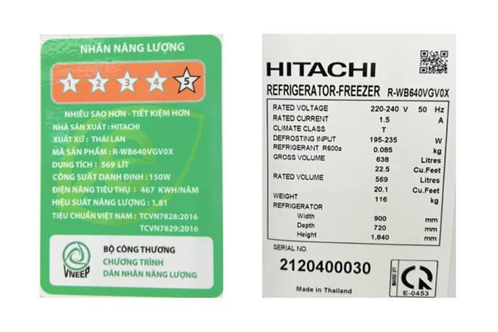 Tủ lạnh Hitachi Inverter 569 lít Multi Door R-WB640VGV0X MIR Màu Tráng gương