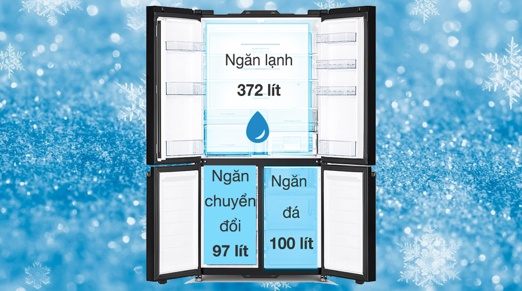 Tủ lạnh Hitachi Inverter 569 lít R-WB640VGV0X MIR - Dung tích ngăn lạnh 372 lít, ngăn đá 100 lít trong đó ngăn chuyển đổi chiếm 97 lít