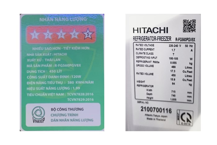 Tủ lạnh Hitachi Inverter 450 lít R-FG560PGV8X GBK Màu Đen