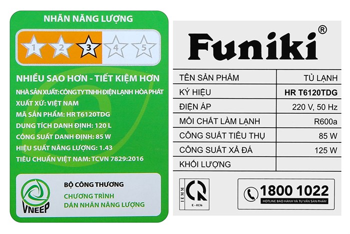 Tủ lạnh Funiki 120 lít HR T6120TDG Màu Ghi đen
